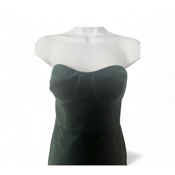BCBGMAXAZRIA Emerald Green Velvet Bustier Midi Cocktail Dress Size 2 - Picture 4 of 9
